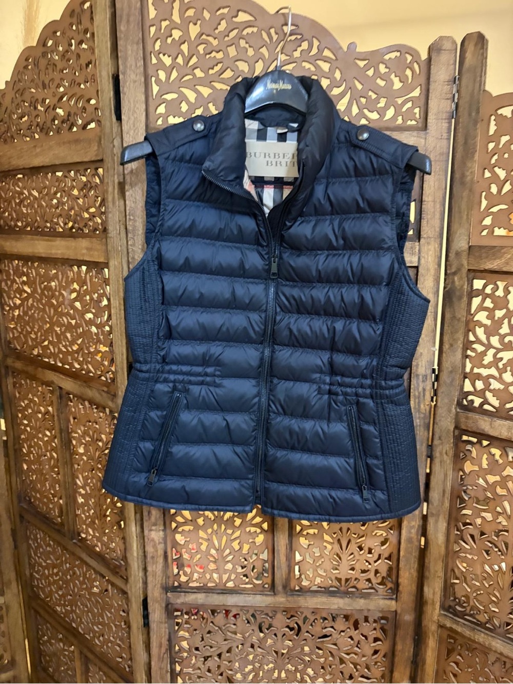 Burberry Quilted Navy Sleeveless Vest - Picture 2 of 9